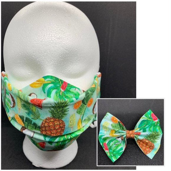 Face Mask 3D 3 Layers Pleated + Hair Bow - Picture 3 of 3